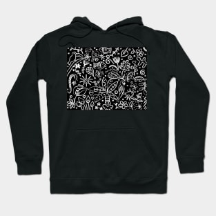 Animal Carnival by Night (black and white) Hoodie